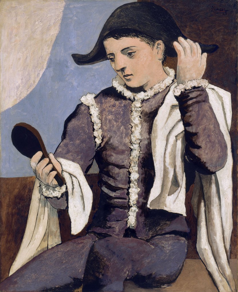 Picasso, Pablo - Harlequin avec miroir